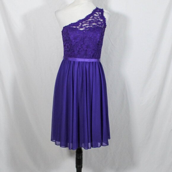 David's Bridal Dresses & Skirts - Grape Purple One Shoulder Formal Dress Y2K Style Size 8
